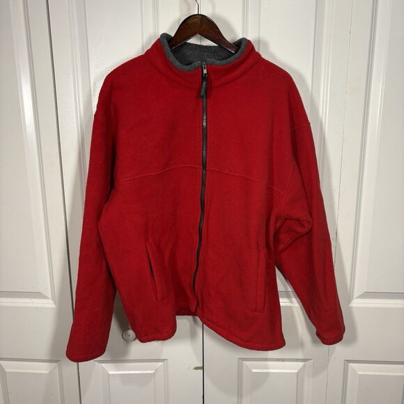 Kellysport Mens XL Fleece Jacket Red Full Zip Outdoor Warm Layer Casual Outerwea - Picture 1 of 6